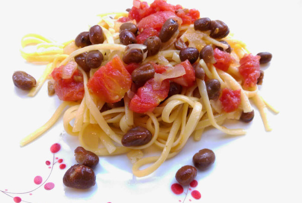 gluten-free pasta with fresh fava
